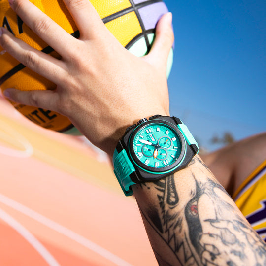 Montre homme Lotus Chrono 18976/5 – cadran vert bracelet plastique – portée