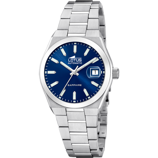 Montre homme Lotus Automatic 18996/2 – cadran bleu bracelet acier – vue de face