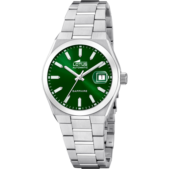 Montre homme Lotus Automatic 18996/3 – cadran vert bracelet acier – vue de face
