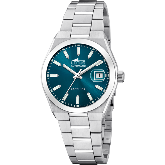Montre homme Lotus Automatic 18996/4 – cadran bleu bracelet acier – vue de face