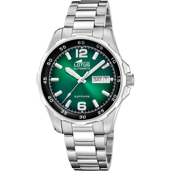Montre homme Lotus Automatic 18997/3 – cadran vert bracelet acier – vue de face