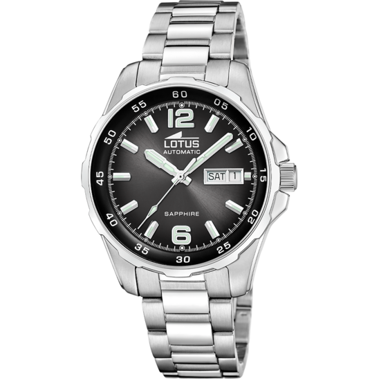 Montre homme Lotus Automatic 18997/4 – cadran gris bracelet acier – vue de face