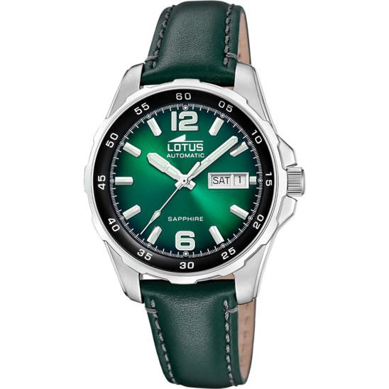 Montre homme Lotus Automatic 18998/3 – cadran vert bracelet cuir – vue de face