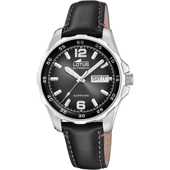 Montre homme Lotus Automatic 18998/4 – cadran gris bracelet cuir – vue de face