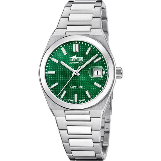 Montre homme Lotus Automatic 18999/3 – cadran vert bracelet acier – vue de face