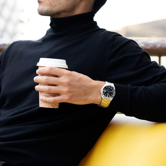 Montre homme Lotus Automatic 18999/4 – cadran noir bracelet acier – portée 2