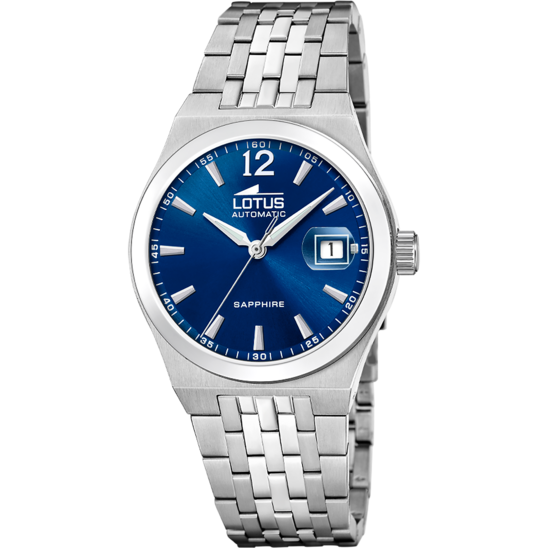 Montre homme Lotus Automatic 19000/3 – cadran bleu bracelet acier – vue de face
