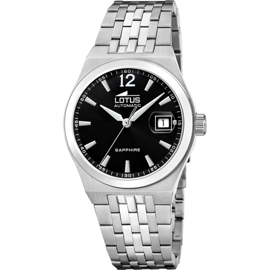 Montre homme Lotus Automatic 19000/5 – cadran noir bracelet acier – vue de face