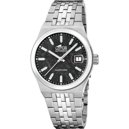 Montre homme Lotus Automatic 19000/8 – cadran noir bracelet acier – vue de face