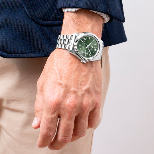 Montre homme Lotus Freedom 19002/4 – cadran vert bracelet acier – portée