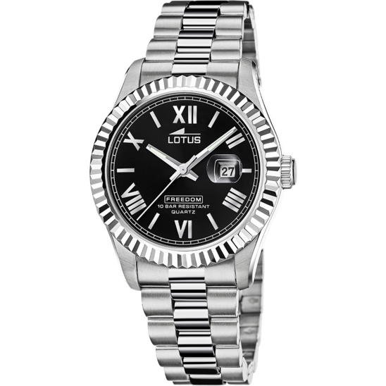 Montre homme Lotus Freedom 19002/5 – cadran noir bracelet acier – vue de face