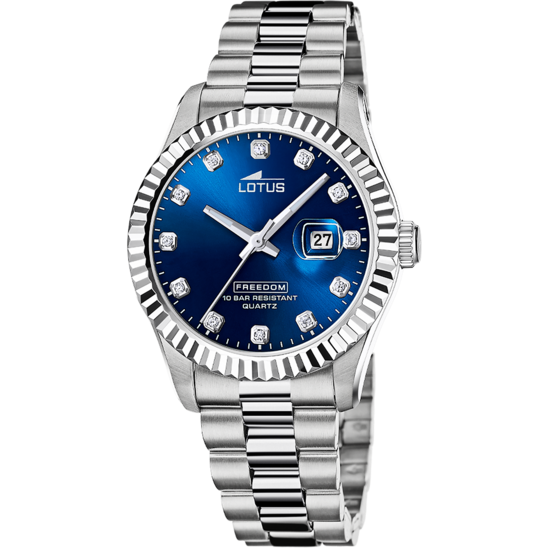 Montre homme Lotus Freedom 19002/7 – cadran bleu bracelet acier – vue de face