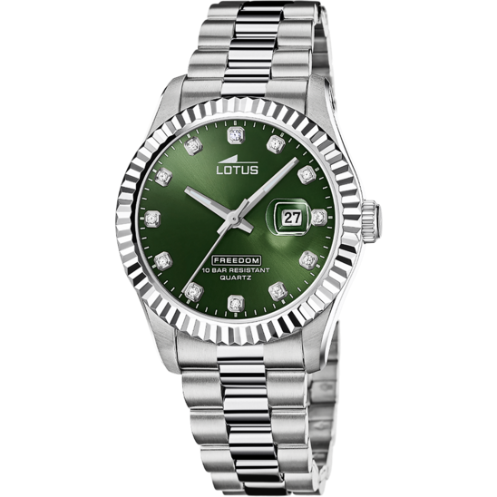 Montre homme Lotus Freedom 19002/8 – cadran vert bracelet acier – vue de face