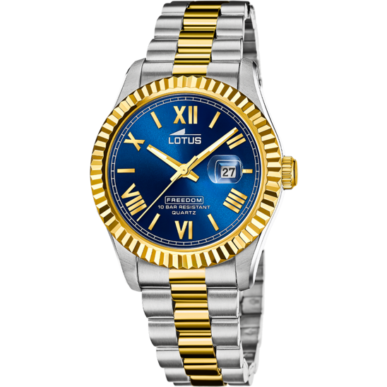 Montre homme Lotus Freedom 19003/2 – cadran bleu bracelet acier – vue de face