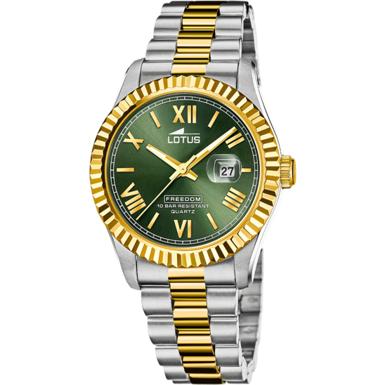 Montre homme Lotus Freedom 19003/3 – cadran vert bracelet acier – vue de face