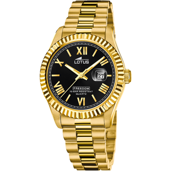 Montre homme Lotus Freedom 19005/2 – cadran noir bracelet acier – vue de face