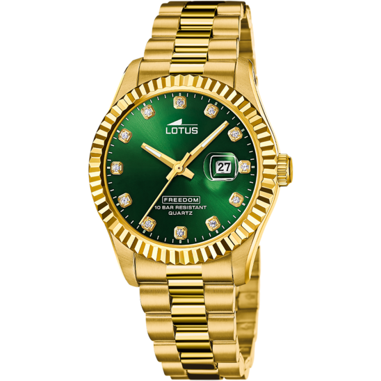 Montre homme Lotus Freedom 19005/3 – cadran vert bracelet acier – vue de face