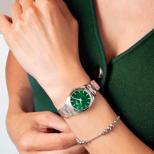 Montre femme Lotus 2Gether 19006/3 – cadran vert foncé bracelet acier – portée