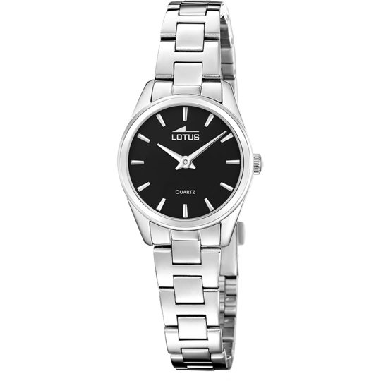 Montre femme Lotus 2Gether 19006/4 – cadran noir bracelet acier – vue de trois-quarts