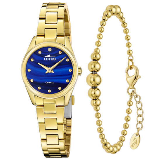 Montre femme Lotus 2Gether 19007/2 – cadran bleu bracelet acier doré – vue de face