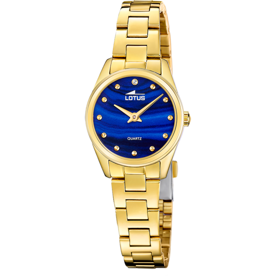 Montre femme Lotus 2Gether 19007/2 – cadran bleu bracelet acier doré – vue de trois-quarts