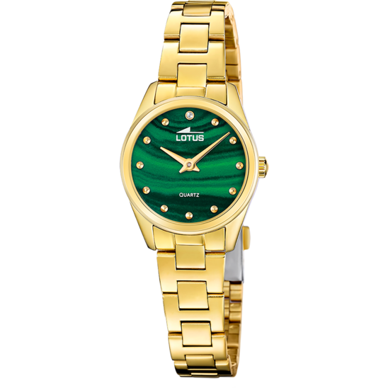 Montre femme Lotus 2Gether 19007/3 – cadran vert bracelet acier doré – vue de face 2
