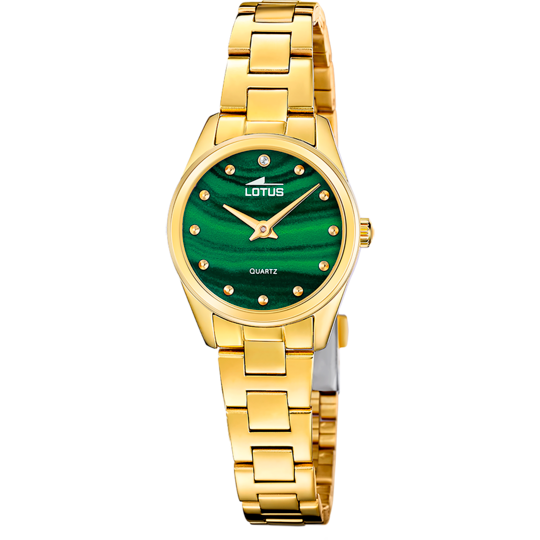Montre femme Lotus 2Gether 19007/3 – cadran vert bracelet acier doré – vue de trois-quarts