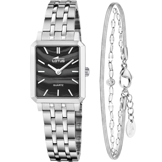 Montre femme Lotus 2Gether 19008/5 – cadran noir bracelet acier – vue de face