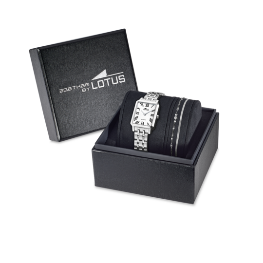 Montre femme Lotus 2Gether 19008/7 – cadran blanc bracelet acier – vue de trois-quarts 2