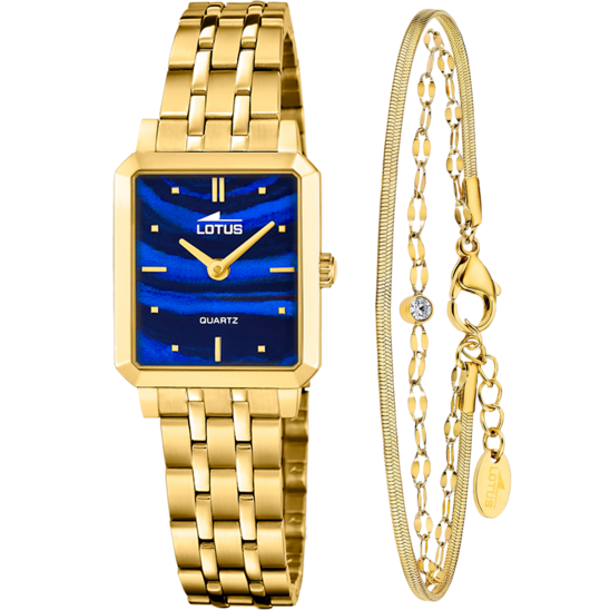 Montre femme Lotus 2Gether 19009/2 – cadran bleu bracelet acier doré – vue de face