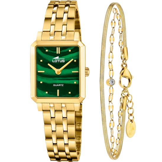 Montre femme Lotus 2Gether 19009/3 – cadran vert bracelet acier doré – vue de face