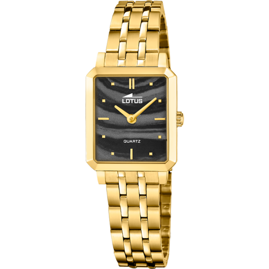 Montre femme Lotus 2Gether 19009/4 – cadran noir bracelet acier doré – vue de face 2