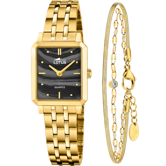 Montre femme Lotus 2Gether 19009/4 – cadran noir bracelet acier doré – vue de face
