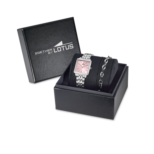 Montre femme Lotus 2Gether 19010/2 – cadran rose bracelet acier – vue de trois-quarts 3