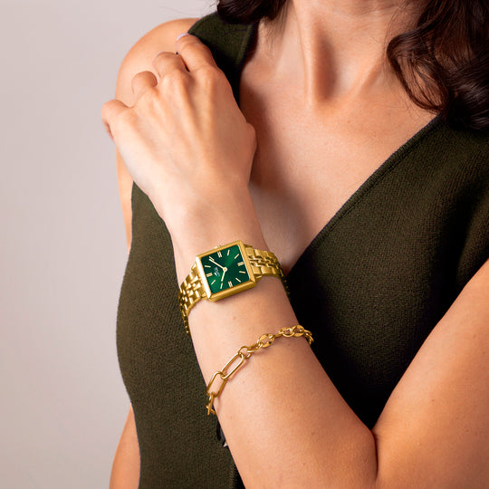 Montre femme Lotus 2Gether 19011/3 – cadran vert bracelet acier doré – portée