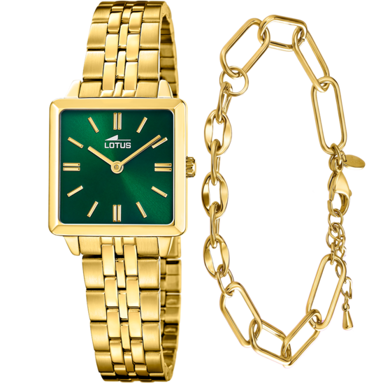 Montre femme Lotus 2Gether 19011/3 – cadran vert bracelet acier doré – vue de face