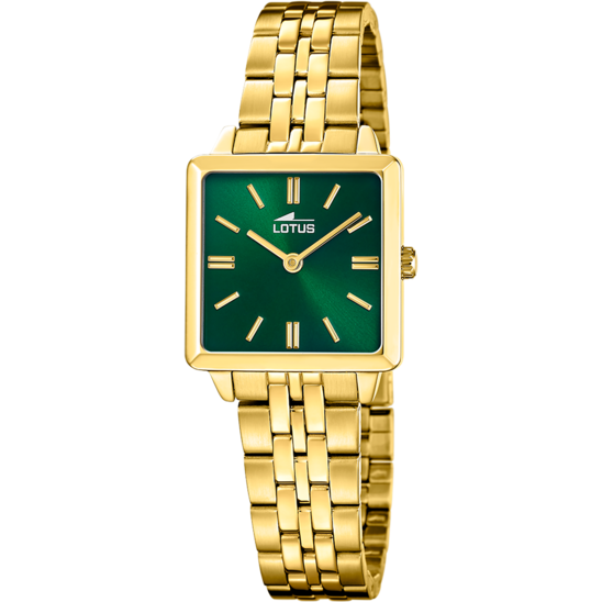 Montre femme Lotus 2Gether 19011/3 – cadran vert bracelet acier doré – vue de face 2