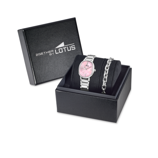 Montre femme Lotus 2Gether 19012/2 – cadran rose nacré bracelet acier – vue de trois-quarts 2