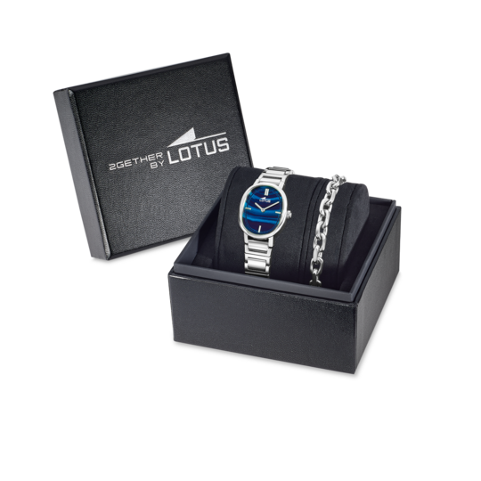 Montre femme Lotus 2Gether 19012/3 – cadran bleu bracelet acier – vue de trois-quarts 2