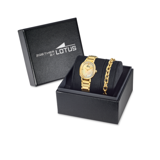 Montre femme Lotus 2Gether 19013/2 – cadran champagne bracelet acier doré – vue de trois-quarts 2