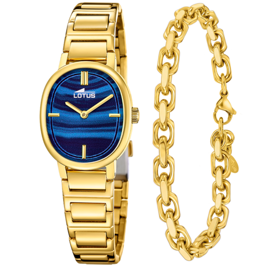Montre femme Lotus 2Gether 19013/3 – cadran bleu bracelet acier doré – vue de face
