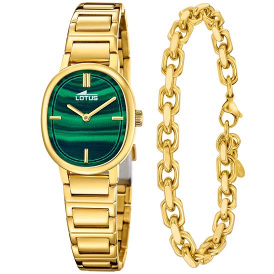 Montre femme Lotus 2Gether 19013/4 – cadran vert bracelet acier doré – vue de face