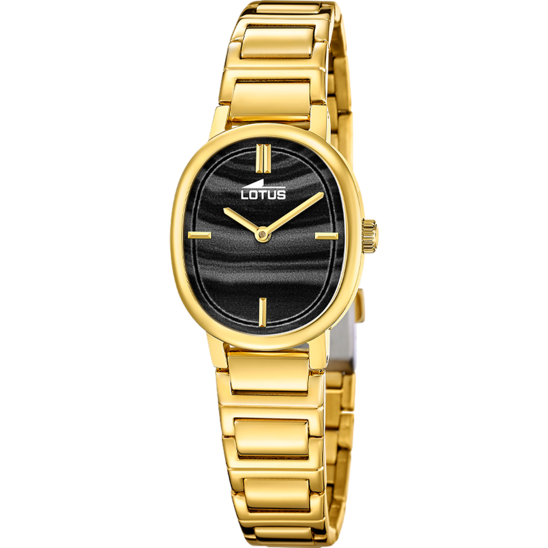Montre femme Lotus 2Gether 19013/5 – cadran noir bracelet acier doré – vue de face 2