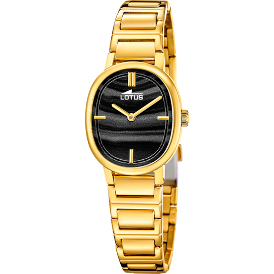 Montre femme Lotus 2Gether 19013/5 – cadran noir bracelet acier doré – vue de trois-quarts
