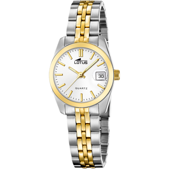 Montre femme Lotus Old Money 19014/2 – cadran blanc bracelet acier bicolore – vue de face
