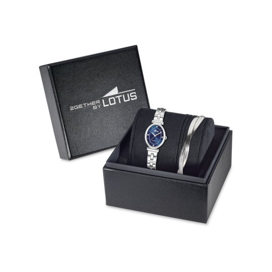 Montre femme Lotus 2Gether 19016/2 – cadran bleu marine bracelet acier – vue de trois-quarts 2