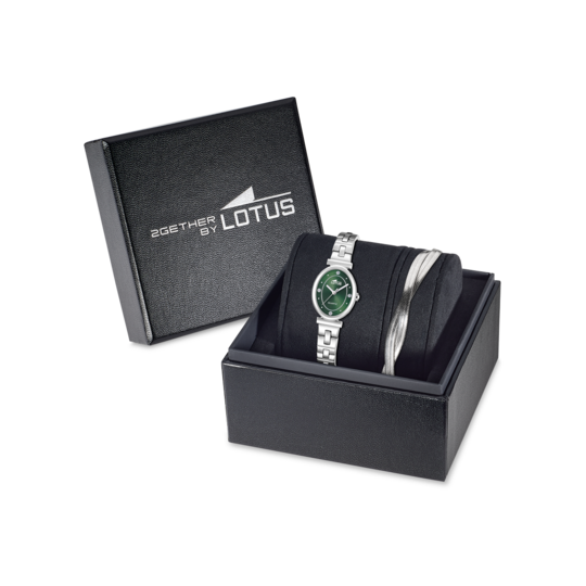 Montre femme Lotus 2Gether 19016/3 – cadran vert bracelet acier – vue de trois-quarts 2