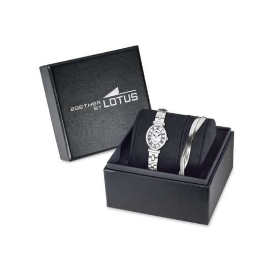 Montre femme Lotus 2Gether 19016/5 – cadran blanc bracelet acier – vue de trois-quarts 2