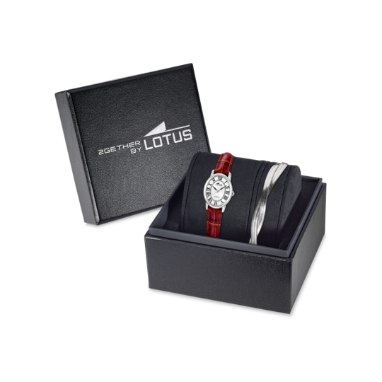 Montre femme Lotus 2Gether 19017/1 – cadran argenté bracelet cuir – vue de trois-quarts 2