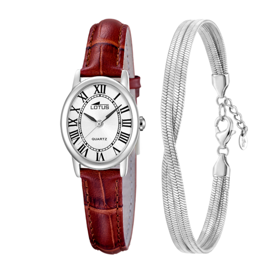 Montre femme Lotus 2Gether 19017/1 – cadran argenté bracelet cuir – vue de face 2